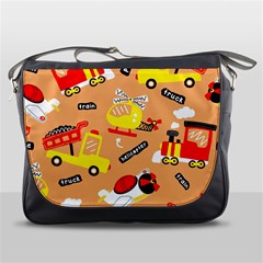 Seamless-pattern-cartoon-with-transportation-vehicles Messenger Bag by uniart180623