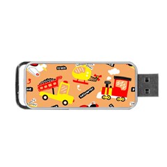 Seamless-pattern-cartoon-with-transportation-vehicles Portable Usb Flash (one Side) by uniart180623