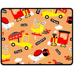 Seamless-pattern-cartoon-with-transportation-vehicles Two Sides Fleece Blanket (medium) by uniart180623