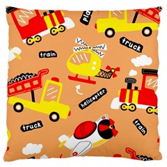 Seamless-pattern-cartoon-with-transportation-vehicles Standard Premium Plush Fleece Cushion Case (one Side) by uniart180623