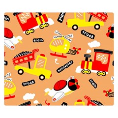 Seamless-pattern-cartoon-with-transportation-vehicles Two Sides Premium Plush Fleece Blanket (small) by uniart180623