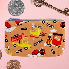 Seamless-pattern-cartoon-with-transportation-vehicles Large Coin Purse by uniart180623