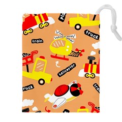 Seamless-pattern-cartoon-with-transportation-vehicles Drawstring Pouch (4xl) by uniart180623