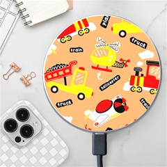 Seamless-pattern-cartoon-with-transportation-vehicles Wireless Fast Charger(white) by uniart180623