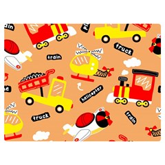 Seamless-pattern-cartoon-with-transportation-vehicles Two Sides Premium Plush Fleece Blanket (extra Small) by uniart180623