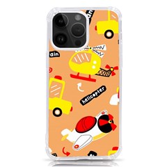 Seamless-pattern-cartoon-with-transportation-vehicles Iphone 14 Pro Max Tpu Uv Print Case