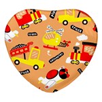 Seamless-pattern-cartoon-with-transportation-vehicles Heart Glass Fridge Magnet (4 pack) Front