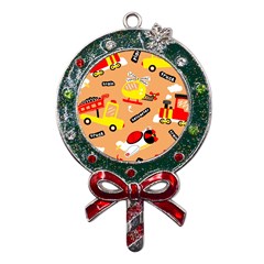 Seamless-pattern-cartoon-with-transportation-vehicles Metal X mas Lollipop With Crystal Ornament by uniart180623