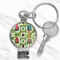 City-seamless-pattern Nail Clippers Key Chain by uniart180623