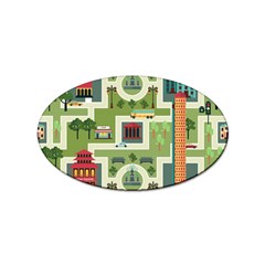 City-seamless-pattern Sticker (oval) by uniart180623