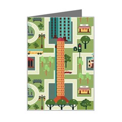 City-seamless-pattern Mini Greeting Card by uniart180623