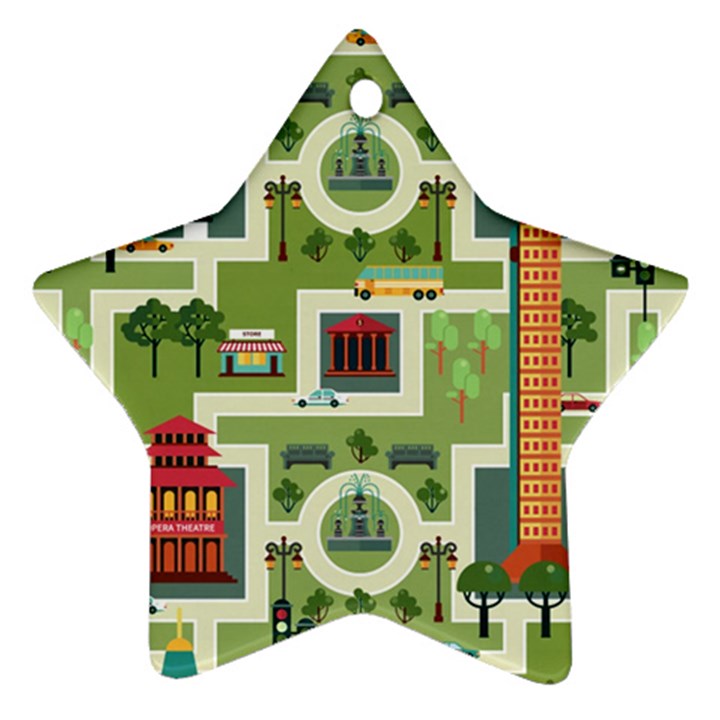 City-seamless-pattern Star Ornament (Two Sides)