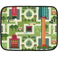 City-seamless-pattern Two Sides Fleece Blanket (mini) by uniart180623