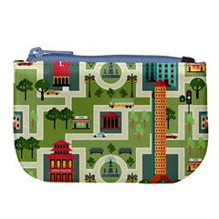 City-seamless-pattern Large Coin Purse by uniart180623