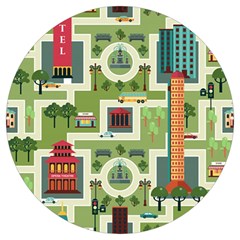 City-seamless-pattern Round Trivet