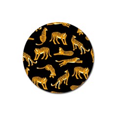 Seamless-exotic-pattern-with-tigers Magnet 3  (round) by uniart180623