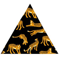 Seamless-exotic-pattern-with-tigers Wooden Puzzle Triangle by uniart180623