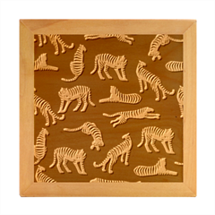 Seamless-exotic-pattern-with-tigers Wood Photo Frame Cube by uniart180623