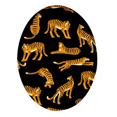 Seamless-exotic-pattern-with-tigers Oval Glass Fridge Magnet (4 Pack) by uniart180623