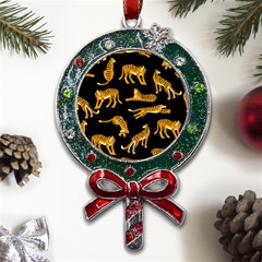 Seamless-exotic-pattern-with-tigers Metal X mas Lollipop With Crystal Ornament