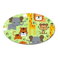 Seamless-pattern-vector-with-animals-wildlife-cartoon Oval Magnet by uniart180623