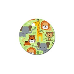 Seamless-pattern-vector-with-animals-wildlife-cartoon Golf Ball Marker (4 Pack) by uniart180623