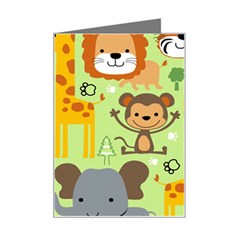 Seamless-pattern-vector-with-animals-wildlife-cartoon Mini Greeting Card by uniart180623