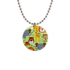 Seamless-pattern-vector-with-animals-wildlife-cartoon 1  Button Necklace by uniart180623