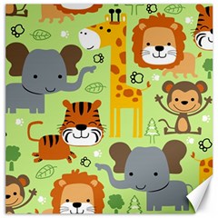 Seamless-pattern-vector-with-animals-wildlife-cartoon Canvas 12  X 12  by uniart180623