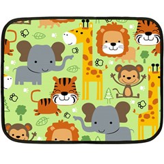 Seamless-pattern-vector-with-animals-wildlife-cartoon Two Sides Fleece Blanket (mini) by uniart180623