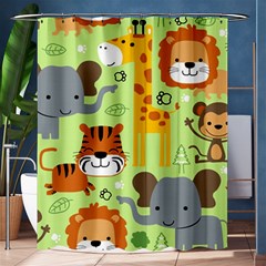 Seamless-pattern-vector-with-animals-wildlife-cartoon Shower Curtain 60  X 72  (medium)  by uniart180623