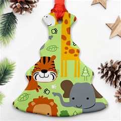 Seamless-pattern-vector-with-animals-wildlife-cartoon Ornament (christmas Tree)  by uniart180623