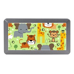 Seamless-pattern-vector-with-animals-wildlife-cartoon Memory Card Reader (mini) by uniart180623