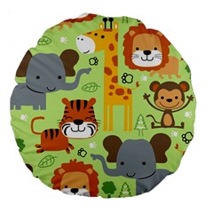 Seamless-pattern-vector-with-animals-wildlife-cartoon Large 18  Premium Flano Round Cushions by uniart180623