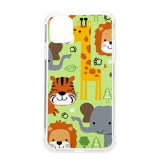 Seamless-pattern-vector-with-animals-wildlife-cartoon Iphone 11 Tpu Uv Print Case by uniart180623