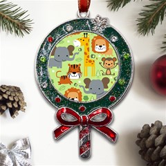 Seamless-pattern-vector-with-animals-wildlife-cartoon Metal X mas Lollipop With Crystal Ornament