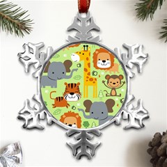 Seamless-pattern-vector-with-animals-wildlife-cartoon Metal Small Snowflake Ornament by uniart180623