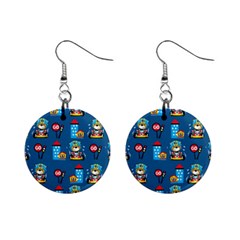 Racing-car-printing-set-cartoon-vector-pattern Mini Button Earrings by uniart180623