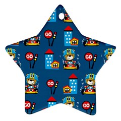 Racing-car-printing-set-cartoon-vector-pattern Star Ornament (two Sides) by uniart180623