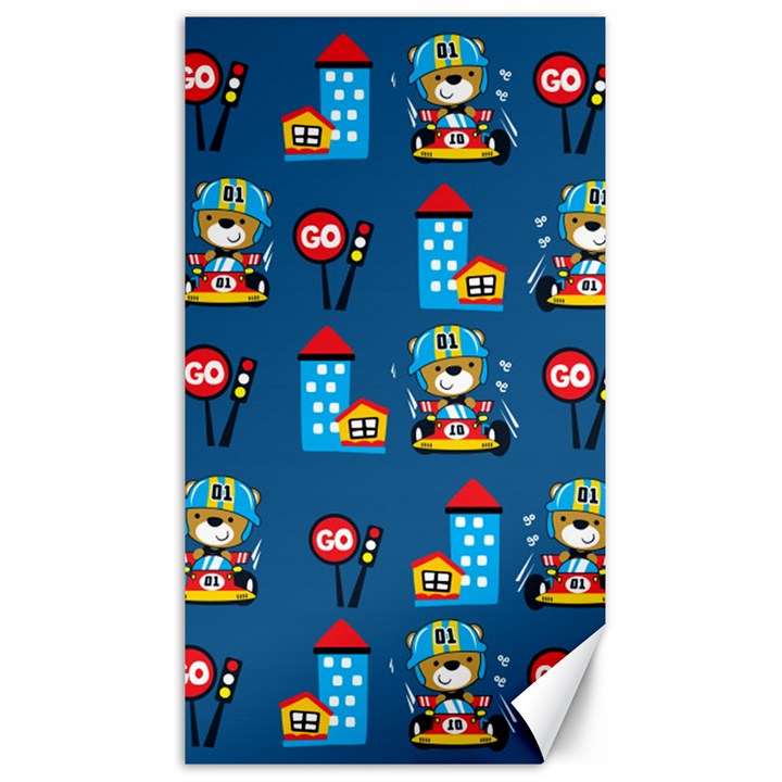 Racing-car-printing-set-cartoon-vector-pattern Canvas 40  x 72 