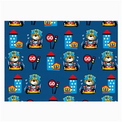 Racing-car-printing-set-cartoon-vector-pattern Large Glasses Cloth by uniart180623