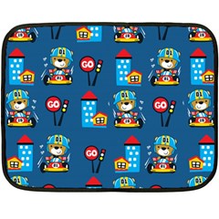 Racing-car-printing-set-cartoon-vector-pattern Two Sides Fleece Blanket (mini) by uniart180623