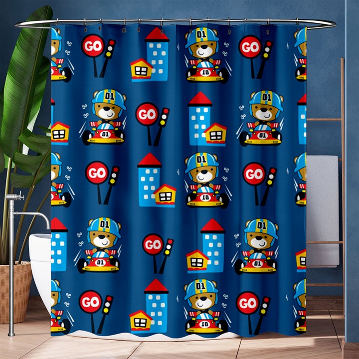 Racing-car-printing-set-cartoon-vector-pattern Shower Curtain 60  x 72  (Medium) 