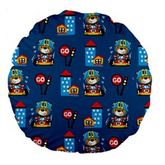 Racing-car-printing-set-cartoon-vector-pattern Large 18  Premium Round Cushions by uniart180623