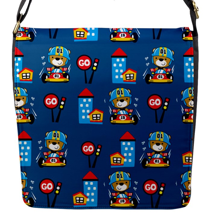 Racing-car-printing-set-cartoon-vector-pattern Flap Closure Messenger Bag (S)