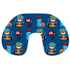 Racing-car-printing-set-cartoon-vector-pattern Travel Neck Pillow by uniart180623