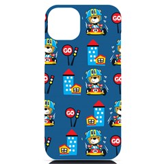 Racing-car-printing-set-cartoon-vector-pattern Iphone 14 Plus Black Uv Print Case