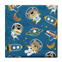 Seamless-pattern-funny-astronaut-outer-space-transportation Tile Coaster by uniart180623