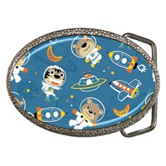 Seamless-pattern-funny-astronaut-outer-space-transportation Belt Buckles by uniart180623