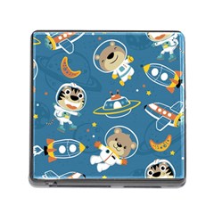 Seamless-pattern-funny-astronaut-outer-space-transportation Memory Card Reader (square 5 Slot) by uniart180623